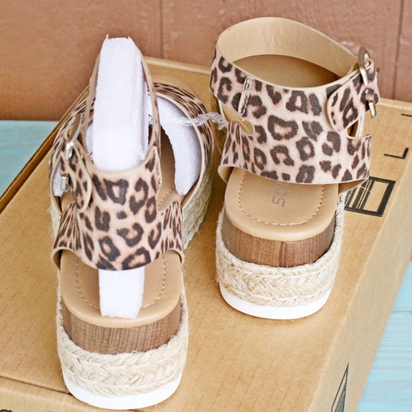 SODA Topic Flatform Sandals Espadrille Oat Cheetah - Picture 3 of 6